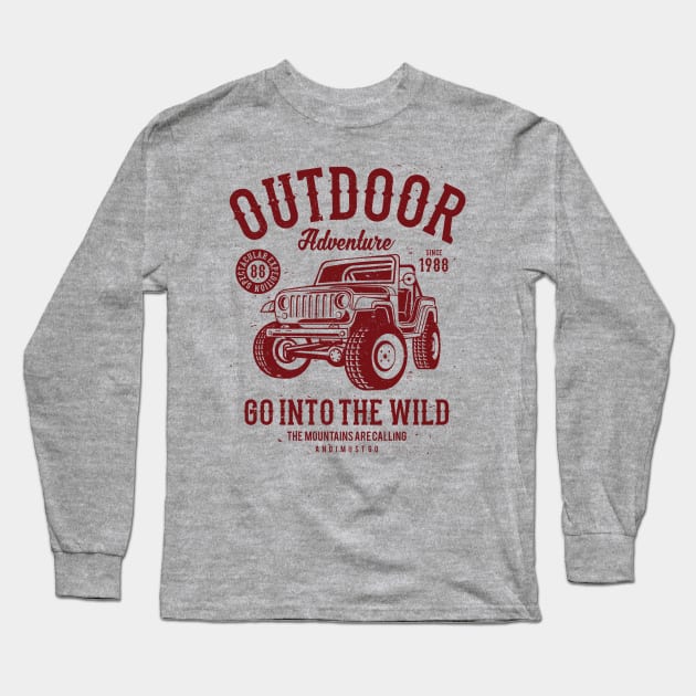 Outdoor Adventure Go Into The Wild Off Road Jeep Car Automobile Long Sleeve T-Shirt by JakeRhodes